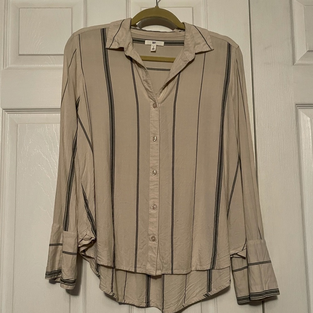Bp Button-down Off-white and Gray Stripes